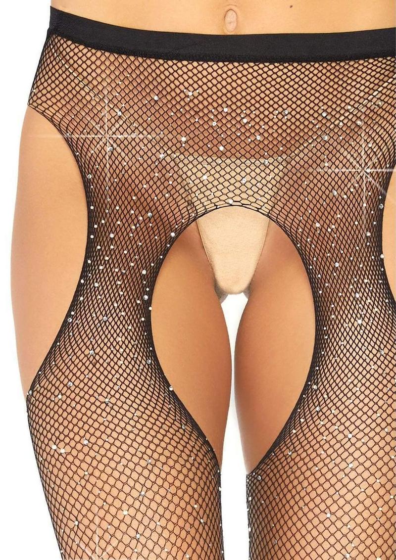 Leg Avenue Crystalized Fishnet Suspender Pantyhose