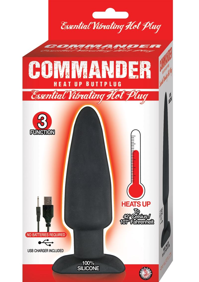 Commander Essential Silicone Rechargeable Vibrating Warming Butt Plug