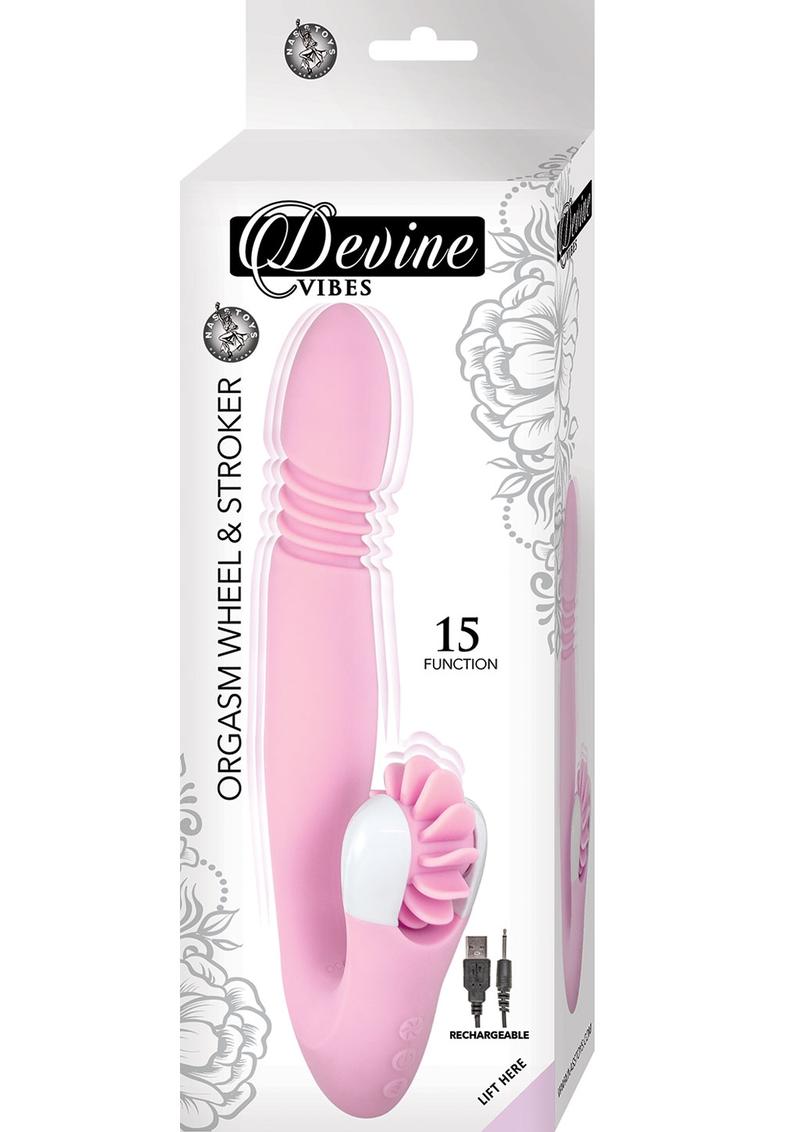 Devine Vibes Orgasm Wheel and Stroker Rechargeable Silicone Dual Vibrator