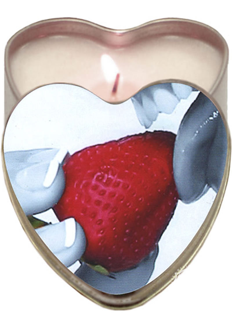 Earthly Body Hemp Seed Heart-Shaped Edible Massage Candle Strawberry