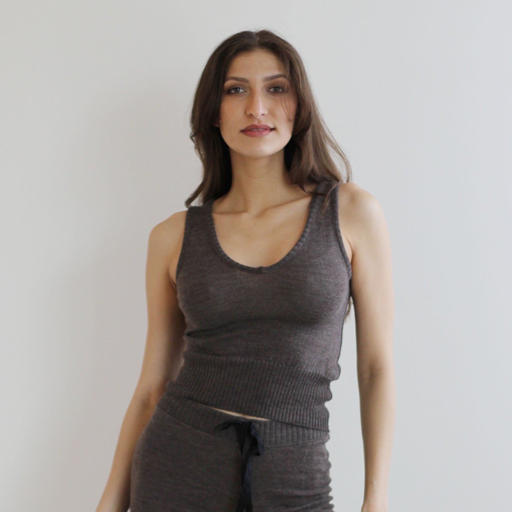 Wool Knit cropped Tank Top