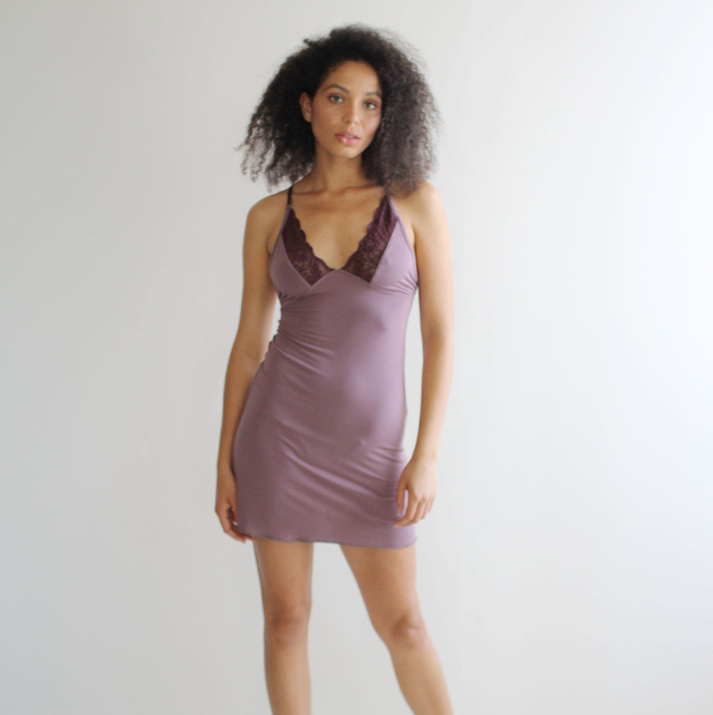Nightgown in Soft Bamboo Jersey with Lace Trim