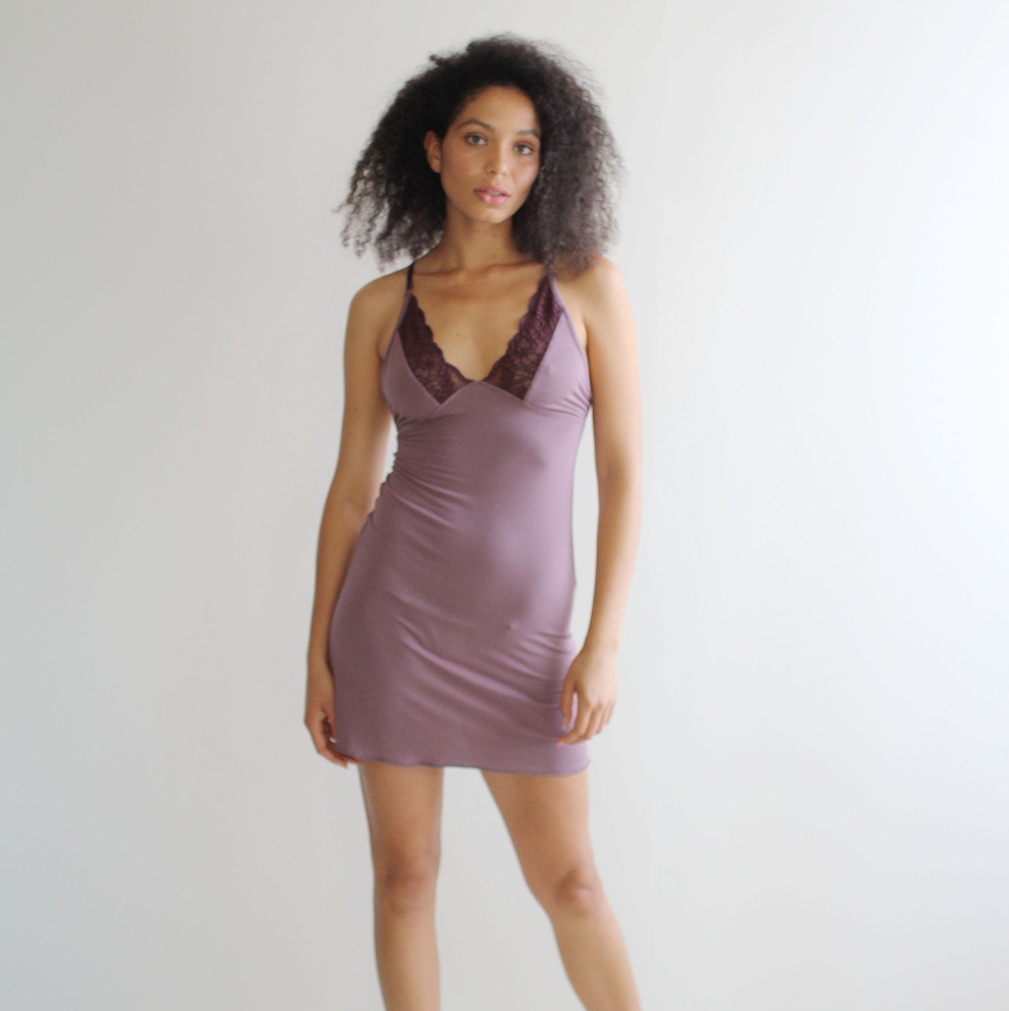 Nightgown in Soft Bamboo Jersey with Lace Trim
