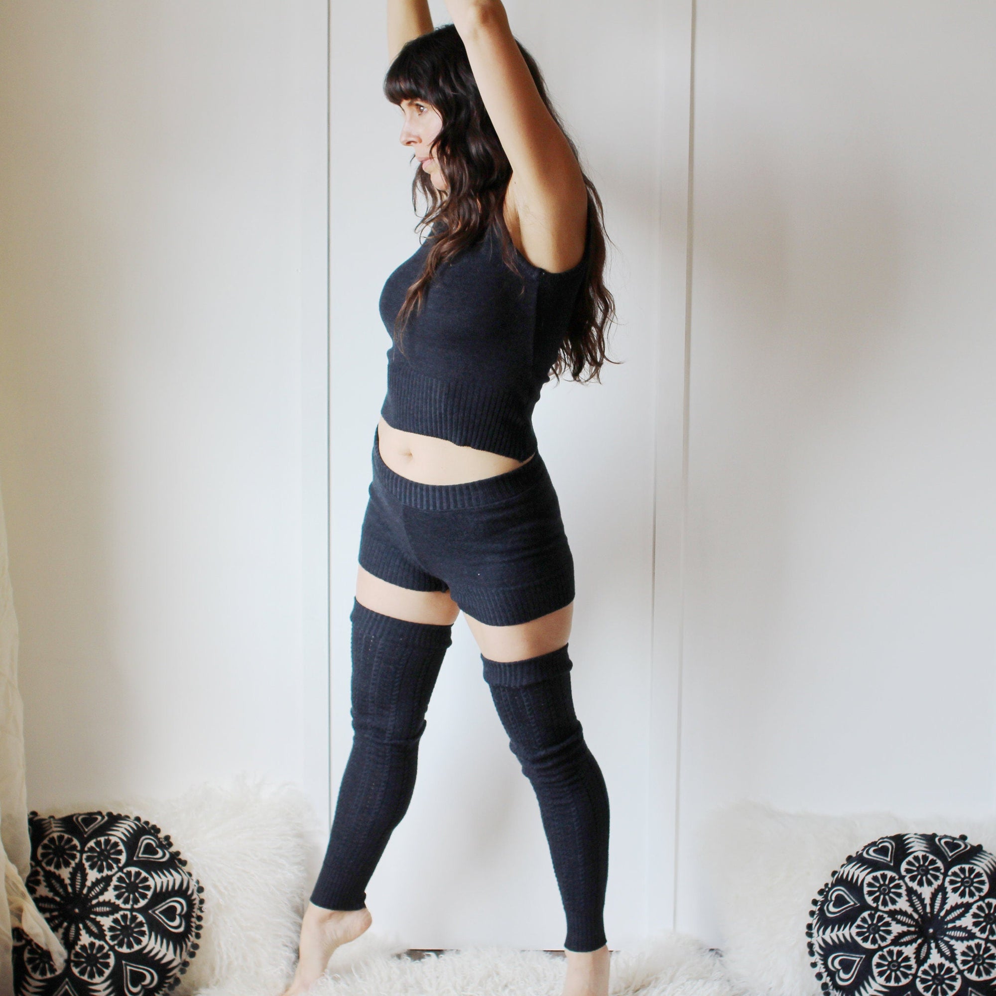 Merino Wool Leg Warmers in Pointelle Lace