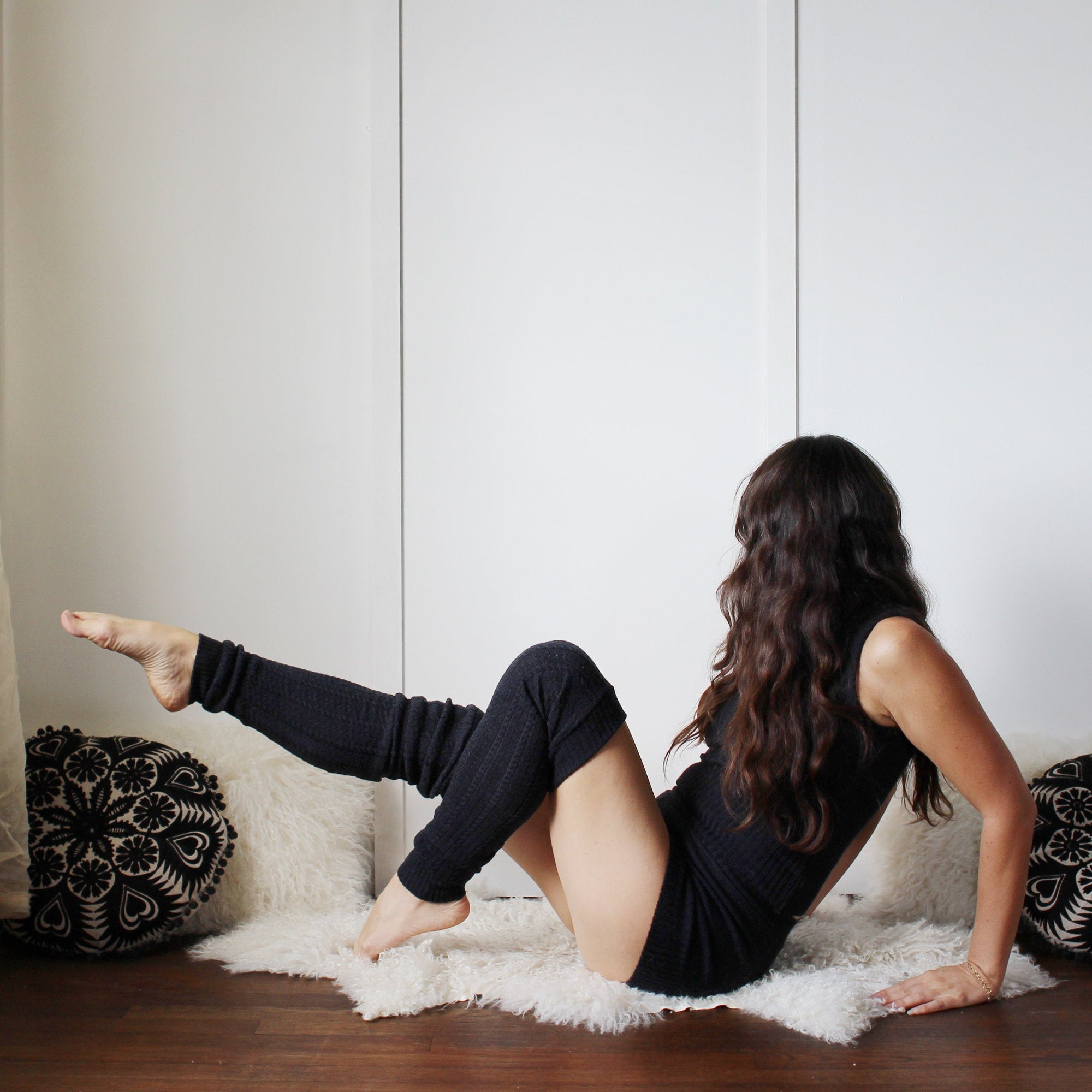 Merino Wool Leg Warmers in Pointelle Lace
