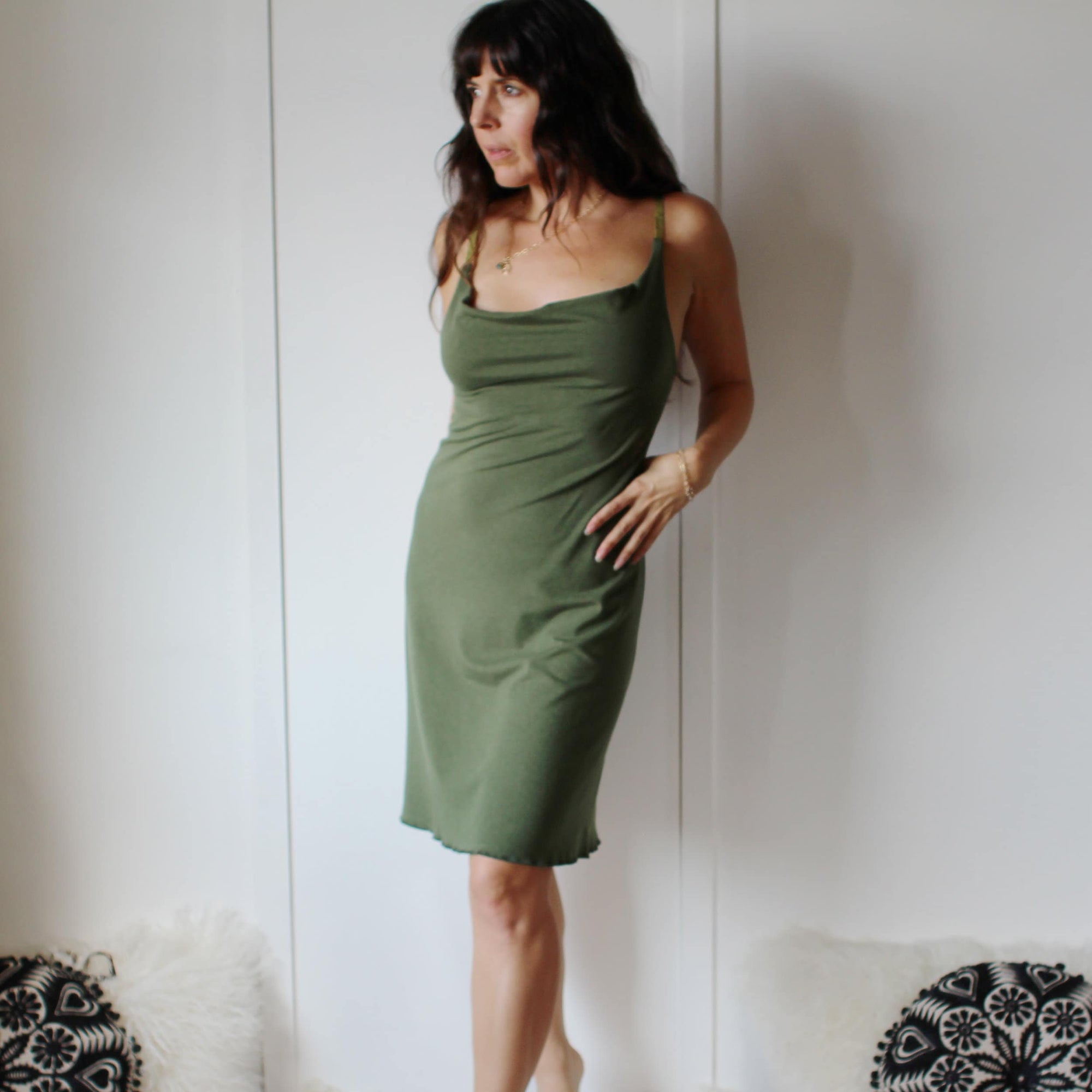 Tencel and Organic Cotton Nightgown with a draped Neckline