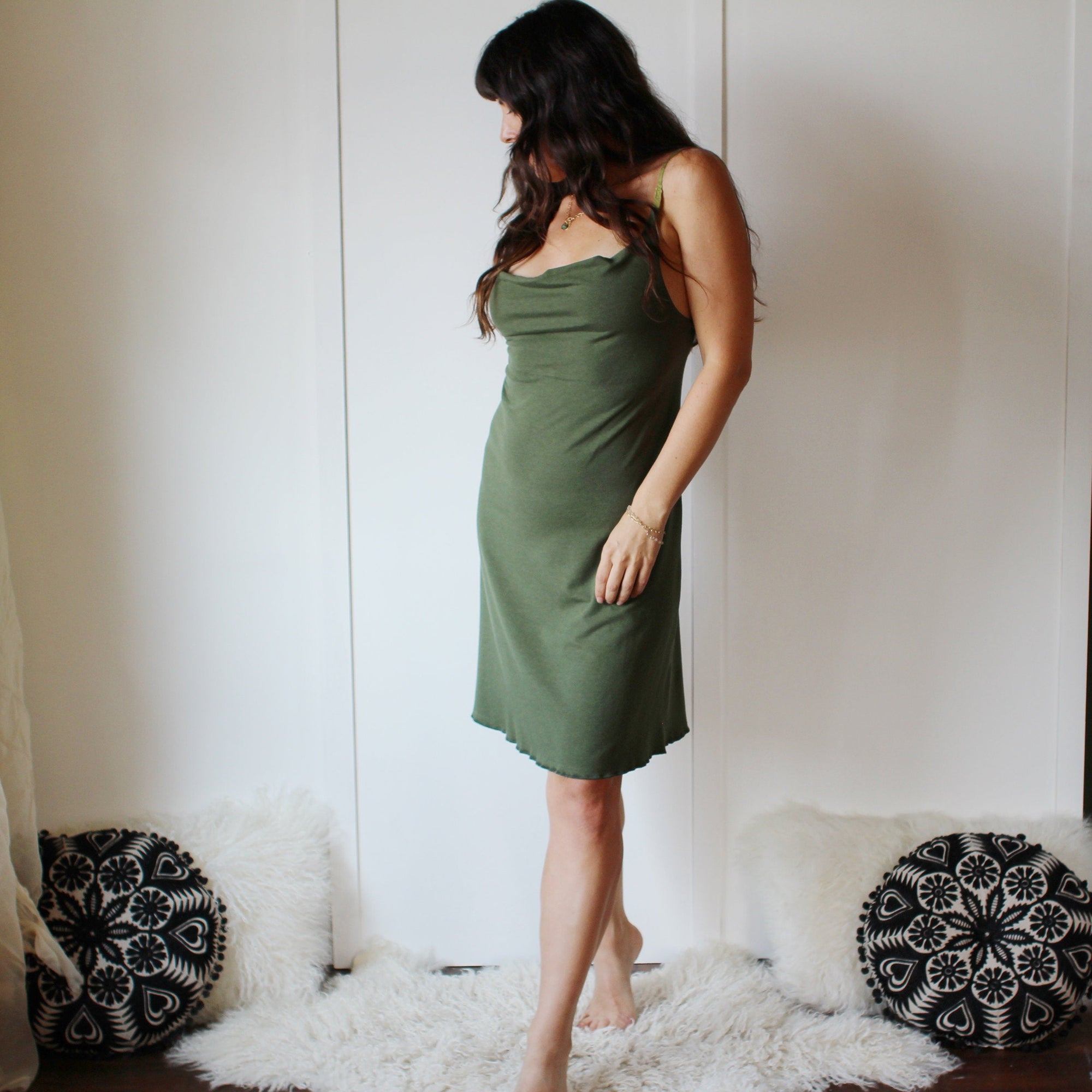 Tencel and Organic Cotton Nightgown with a draped Neckline