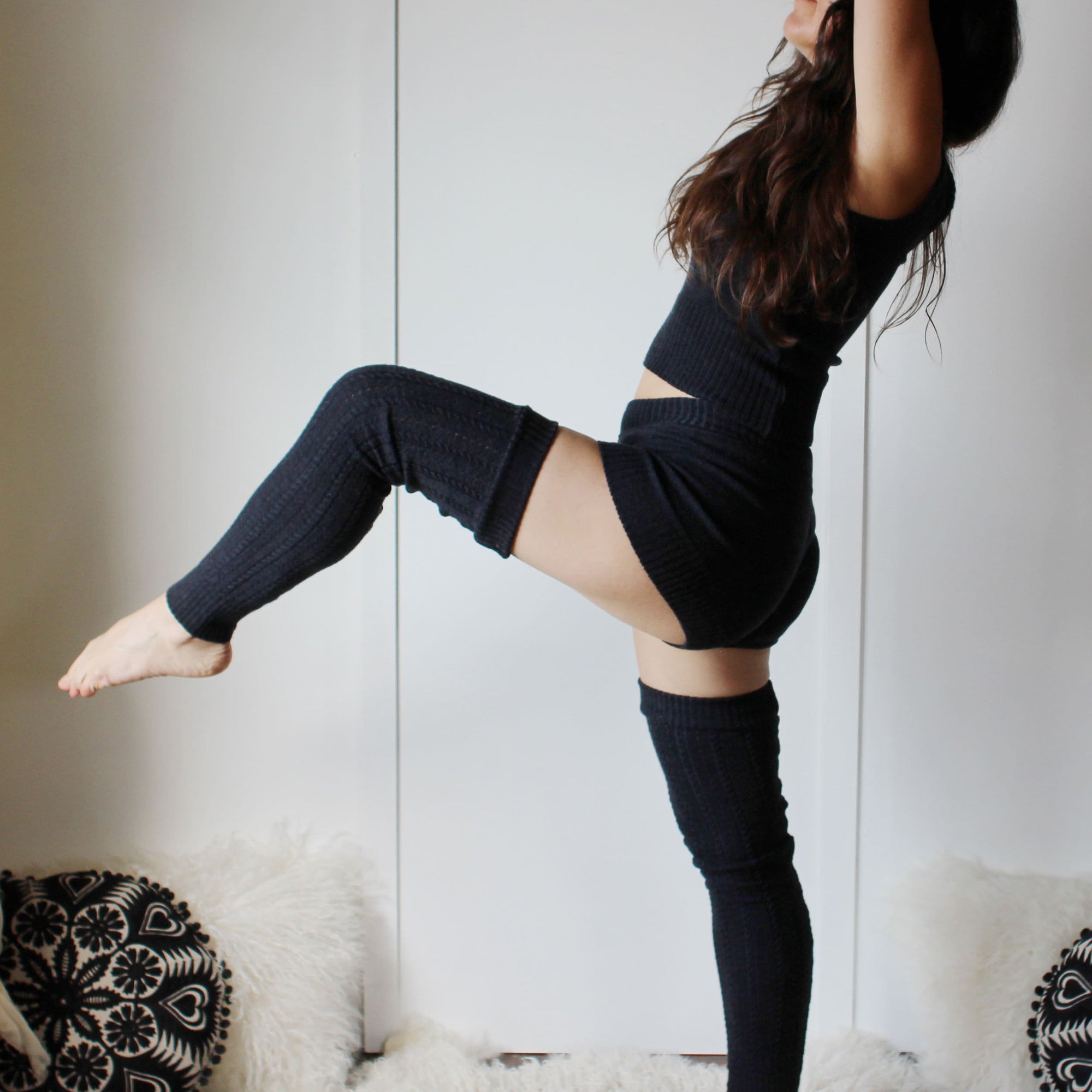 Merino Wool Leg Warmers in Pointelle Lace