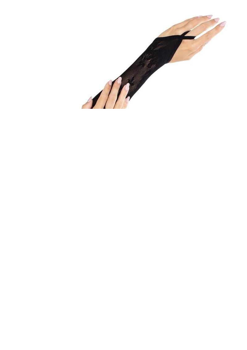 Leg Avenue Floral Net Extra Long Gauntlet Arm Warmers