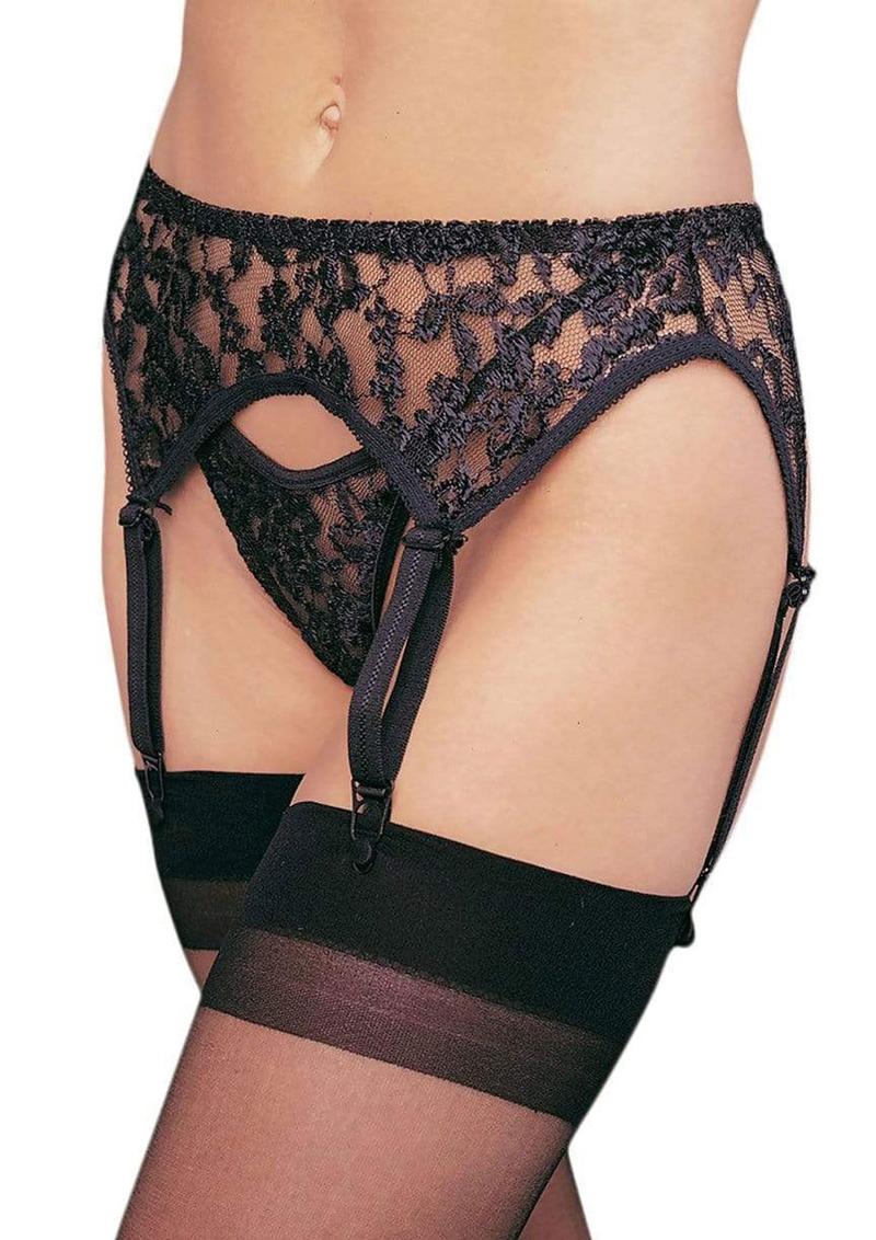 Leg Avenue Lace Garter Belt with Thong