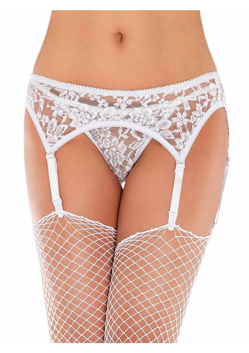 Leg Avenue Lace Garter Belt with Thong