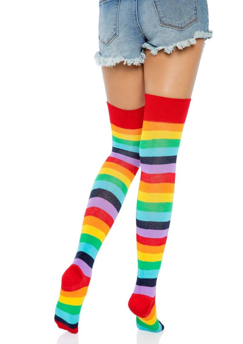 Leg Avenue Lycra Acrylic Rainbow Thigh High