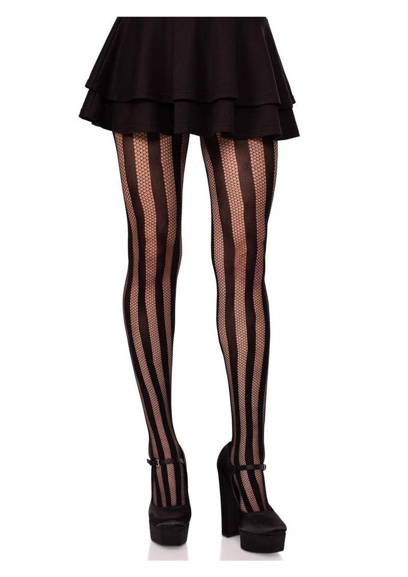 Leg Avenue Net and Opaque Striped Tights