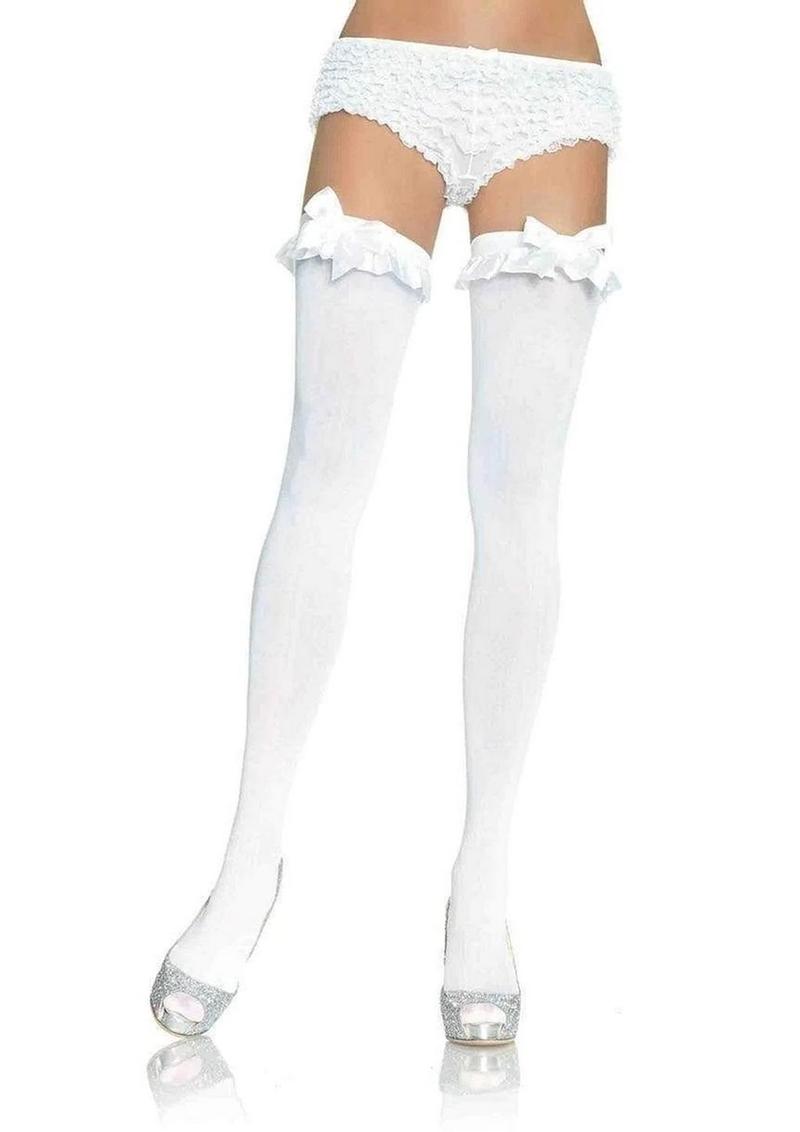 Leg Avenue Nylon Over The Knee with Ruffle Bow
