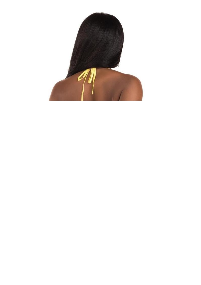 Leg Avenue Rhinestone Mesh Wrap Around Bra Top, G-String Panty, and Ruched Tie Sarong (3 Piece) - Medium/Large - Baby