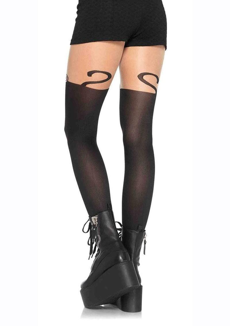 Leg Avenue Spandex Monkey Business Opaque Pantyhose with Curvy Tail