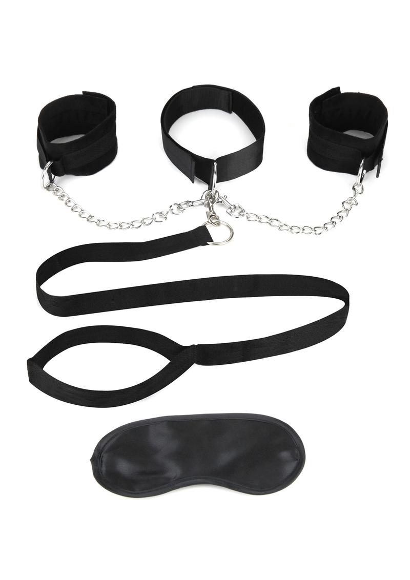 Lux Fetish Collar, Cuffs and Leash Set with Removable Cuffs and Leash