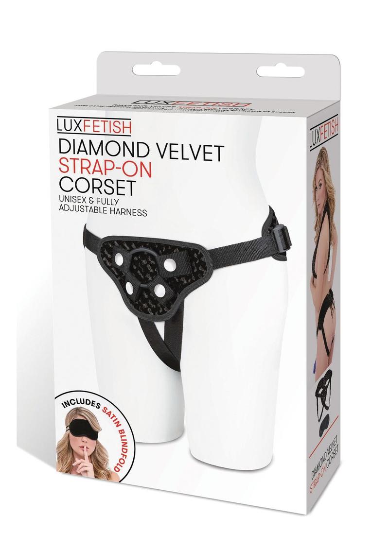 Lux Fetish Diamond Velvet Strap-On Corset Adjustable