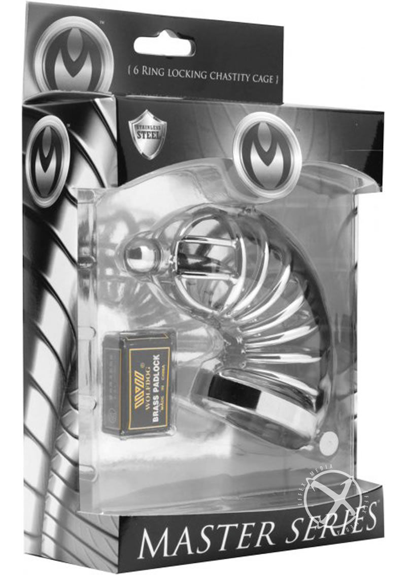 Master Series Asylum 6 Ring Locking Chastity Cage